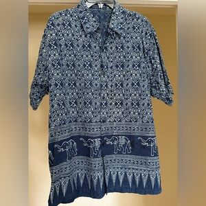 Men's Blue Elephant Print Shirt